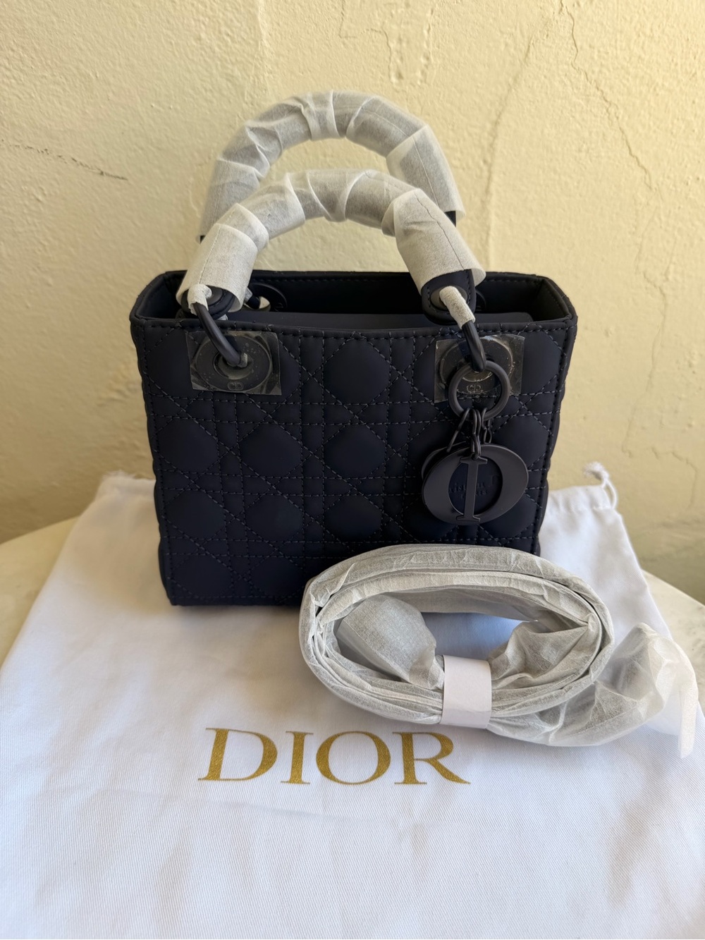 Small Lady Satchel in Navy Cannage Quilting